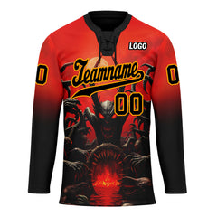 Custom Red Black Orange Gothic Personalized Hockey Jersey HCKJ01-E0601-07