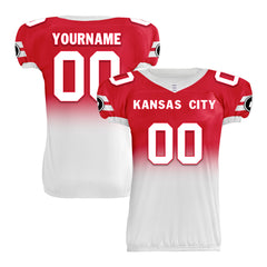 Custom Red White Fade Fashion Kansas City High-Performance American Football Jersey FBJ06-D020252-18