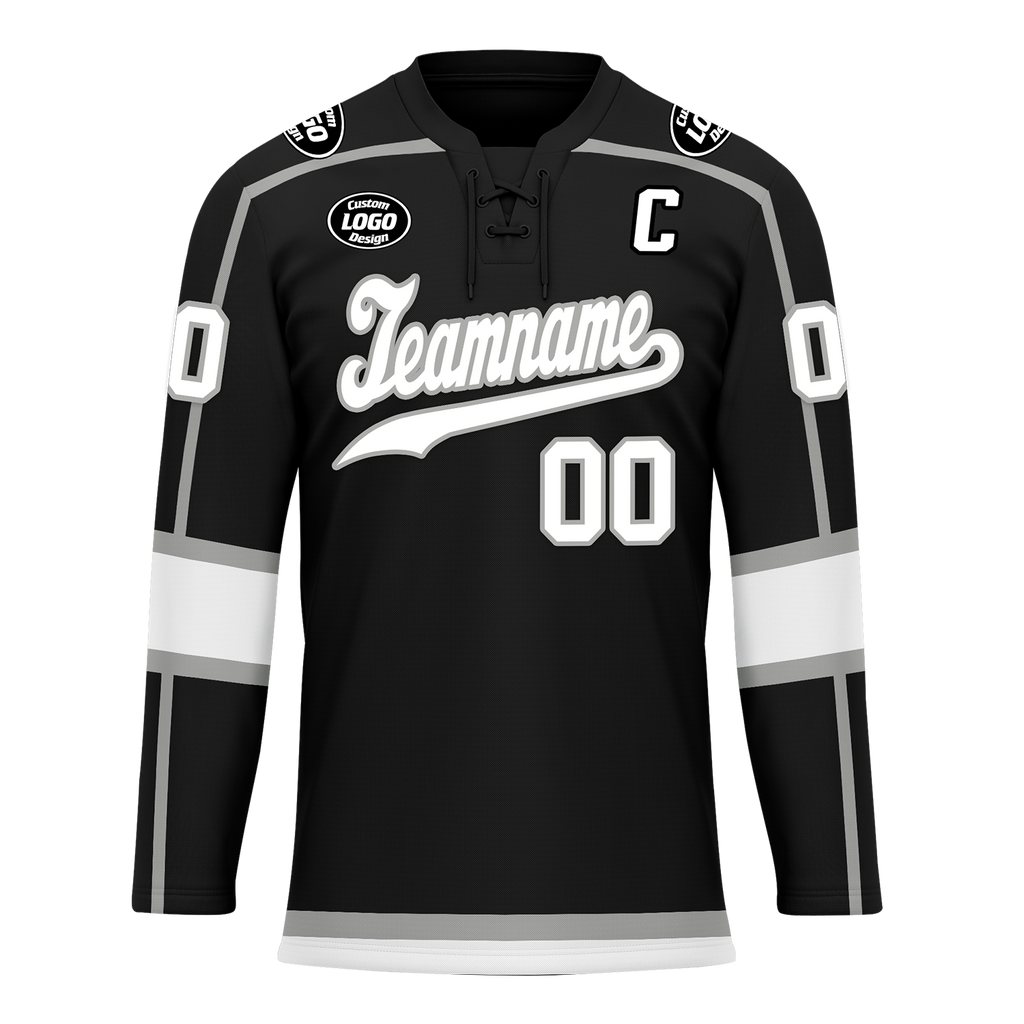 Custom Black White Personalized Hockey Jersey HCKJ01-D0a70e8