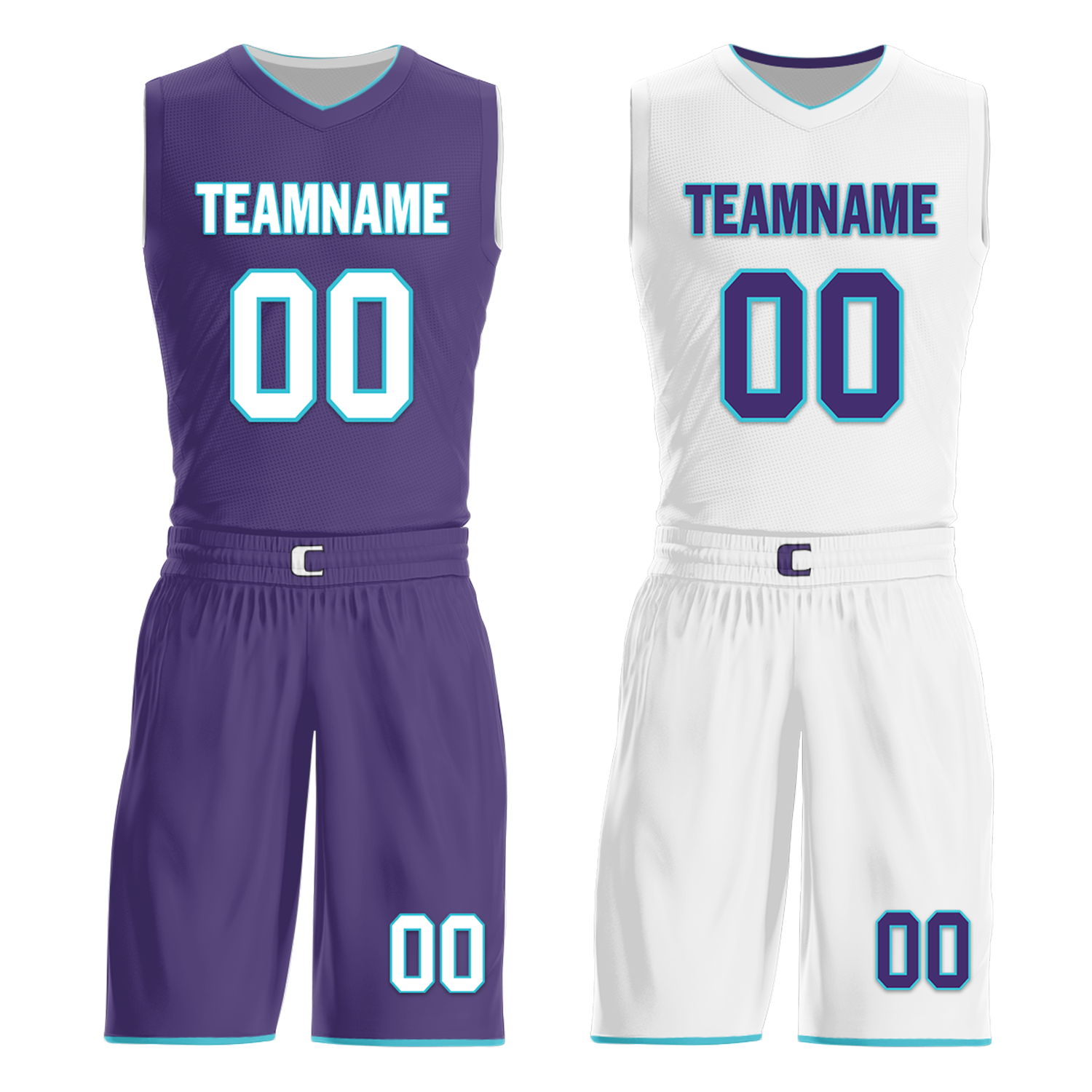 Custom Purple White Classic Style Reversible Basketball Uniform Personalized COOLMAX BBJR-D017014
