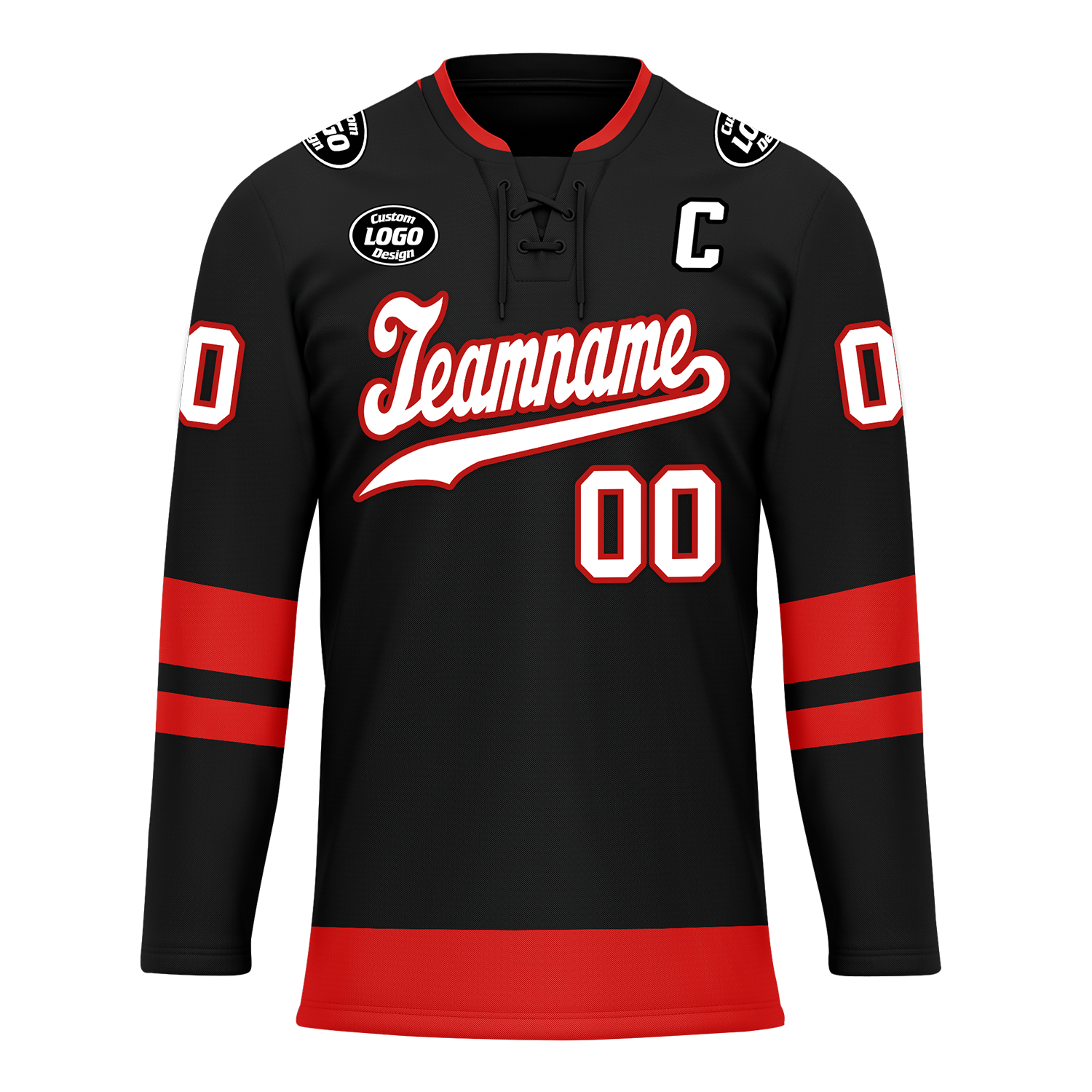 Custom Black Red Personalized Hockey Jersey HCKJ01-D0a700b