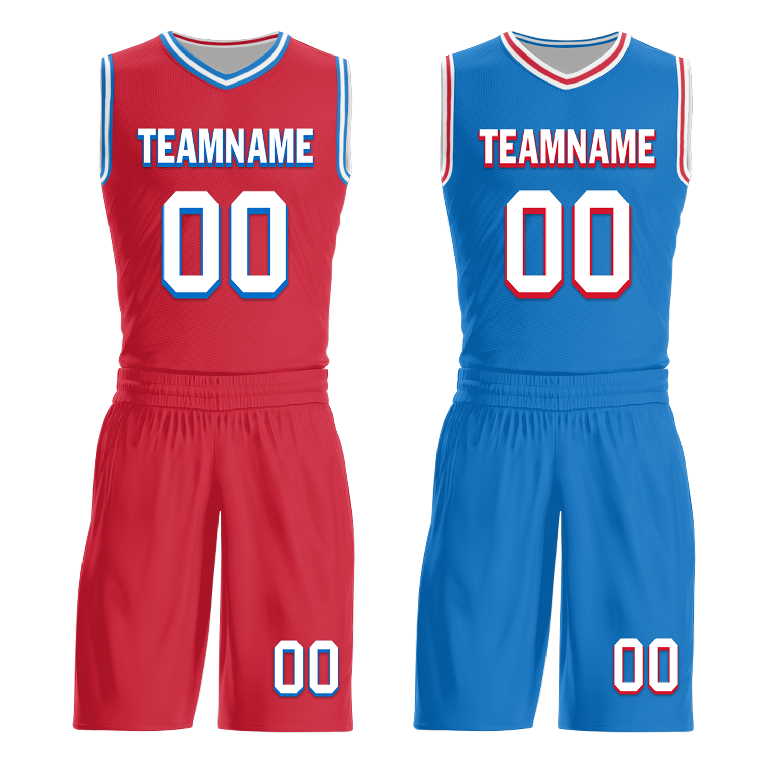 Custom Red Blue Classic Style Reversible Basketball Uniform Personalized Ordinary BBJR-D017022