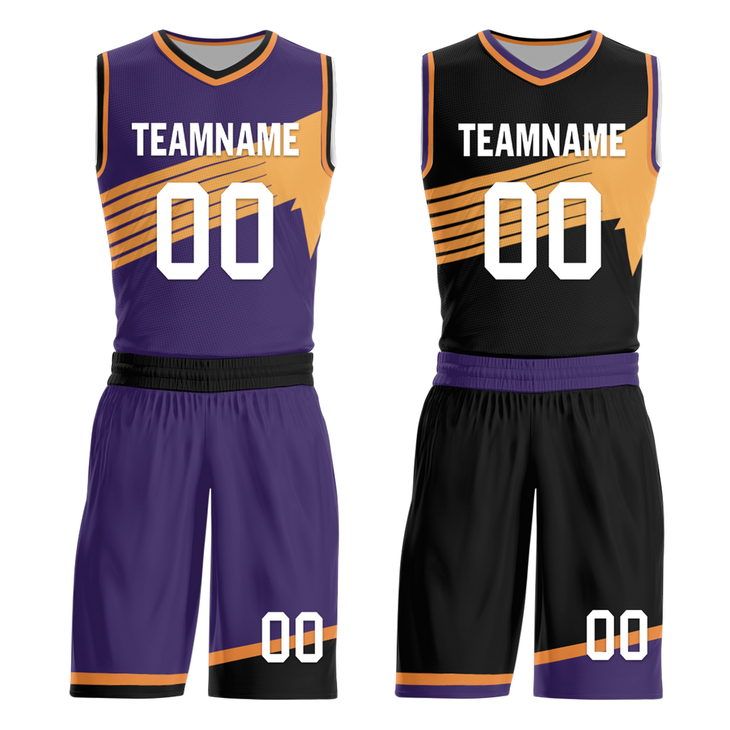 Custom Purple Black Classic Style Reversible Basketball Uniform Personalized Ordinary BBJR-D017058