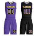 Custom Purple Black Classic Style Reversible Basketball Uniform Personalized COOLMAX BBJR-D017033