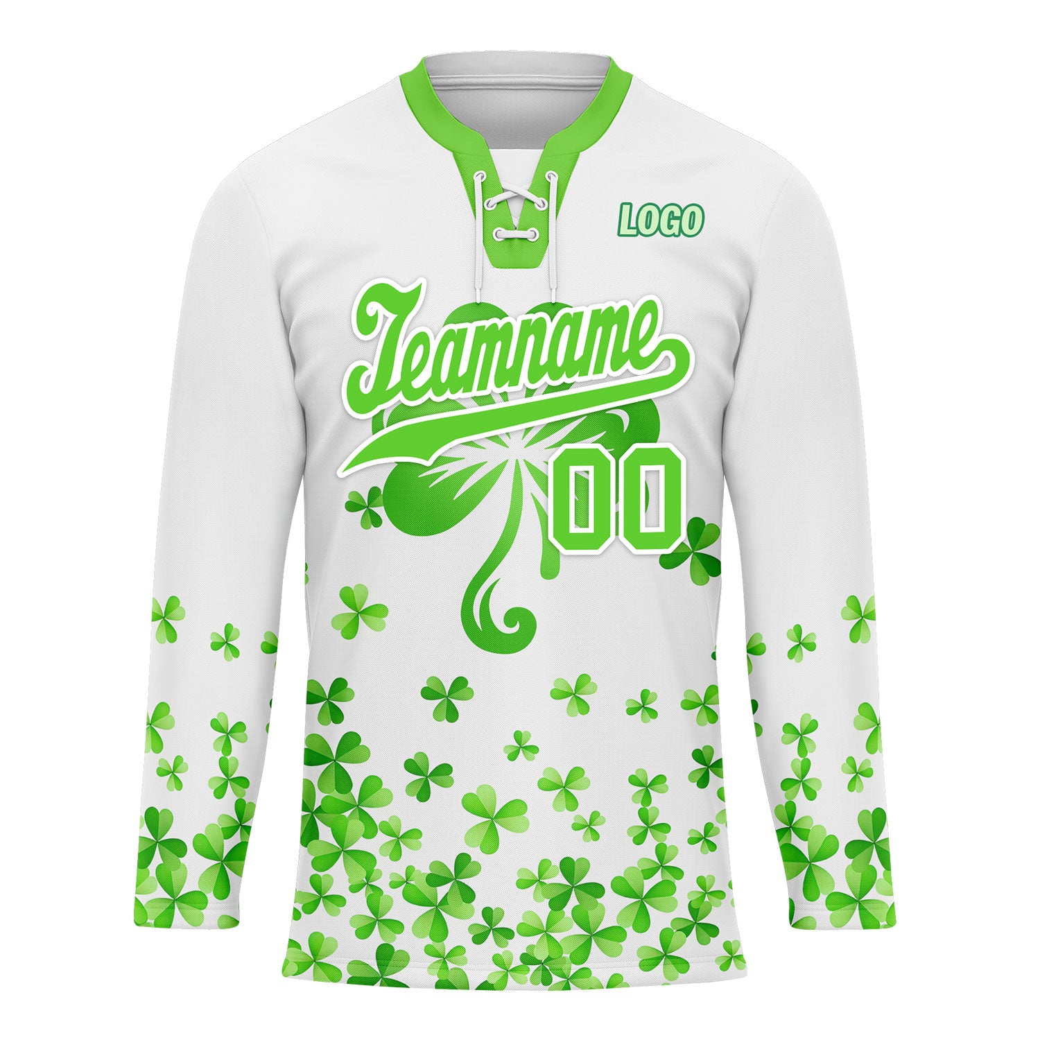 Custom Four-leaf clover Personalized Hockey Jersey HCKJ01-E0615-4