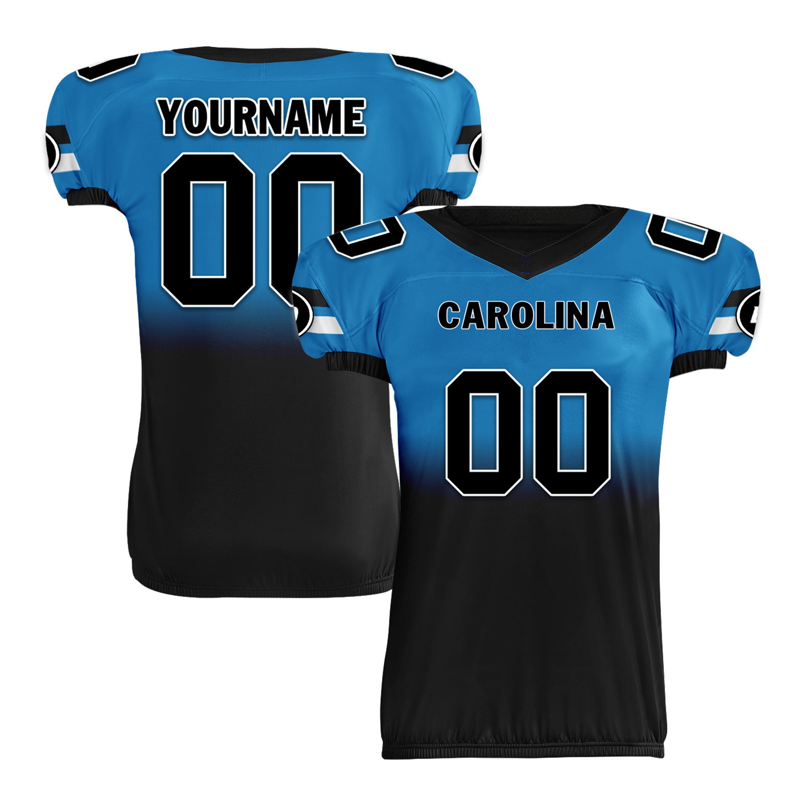 Custom Blue Black Fade Fashion Carolina High-Performance American Football Jersey FBJ06-D020252-5