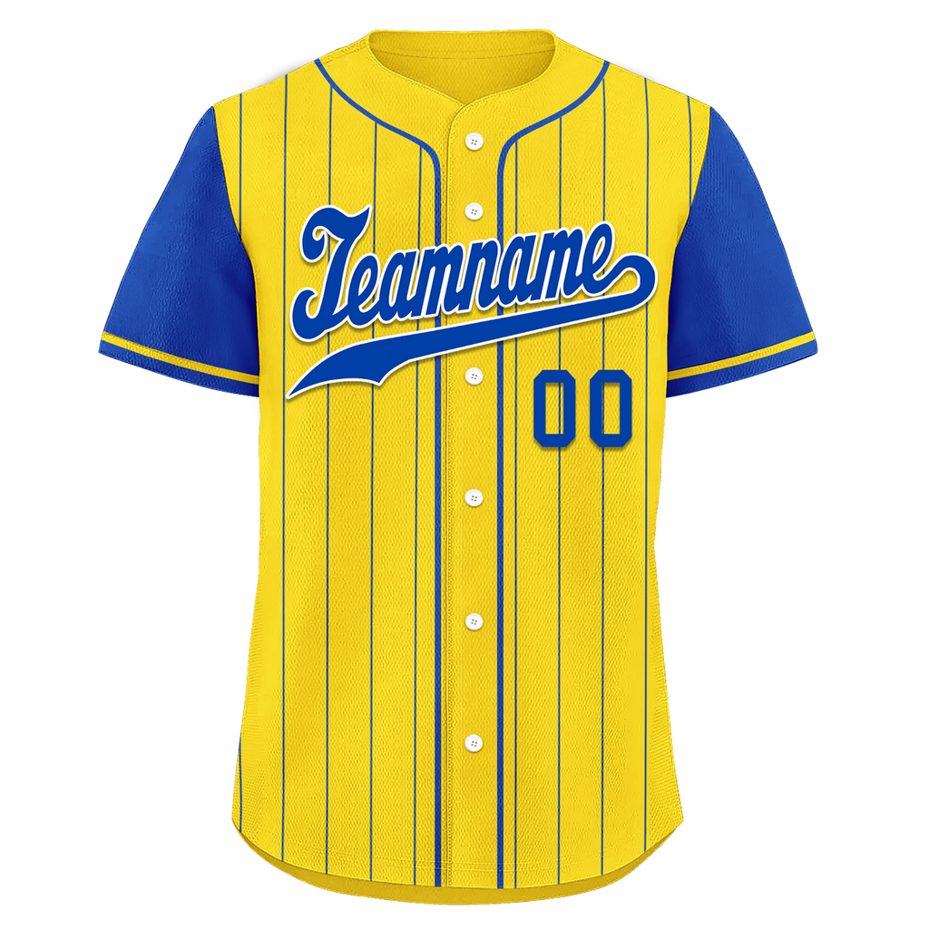 Custom Yellow Blue Stripe Fashion Personalized Authentic Baseball Jersey BSBJ01-D017240