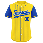 Custom Yellow Blue Stripe Fashion Personalized Authentic Baseball Jersey BSBJ01-D017240