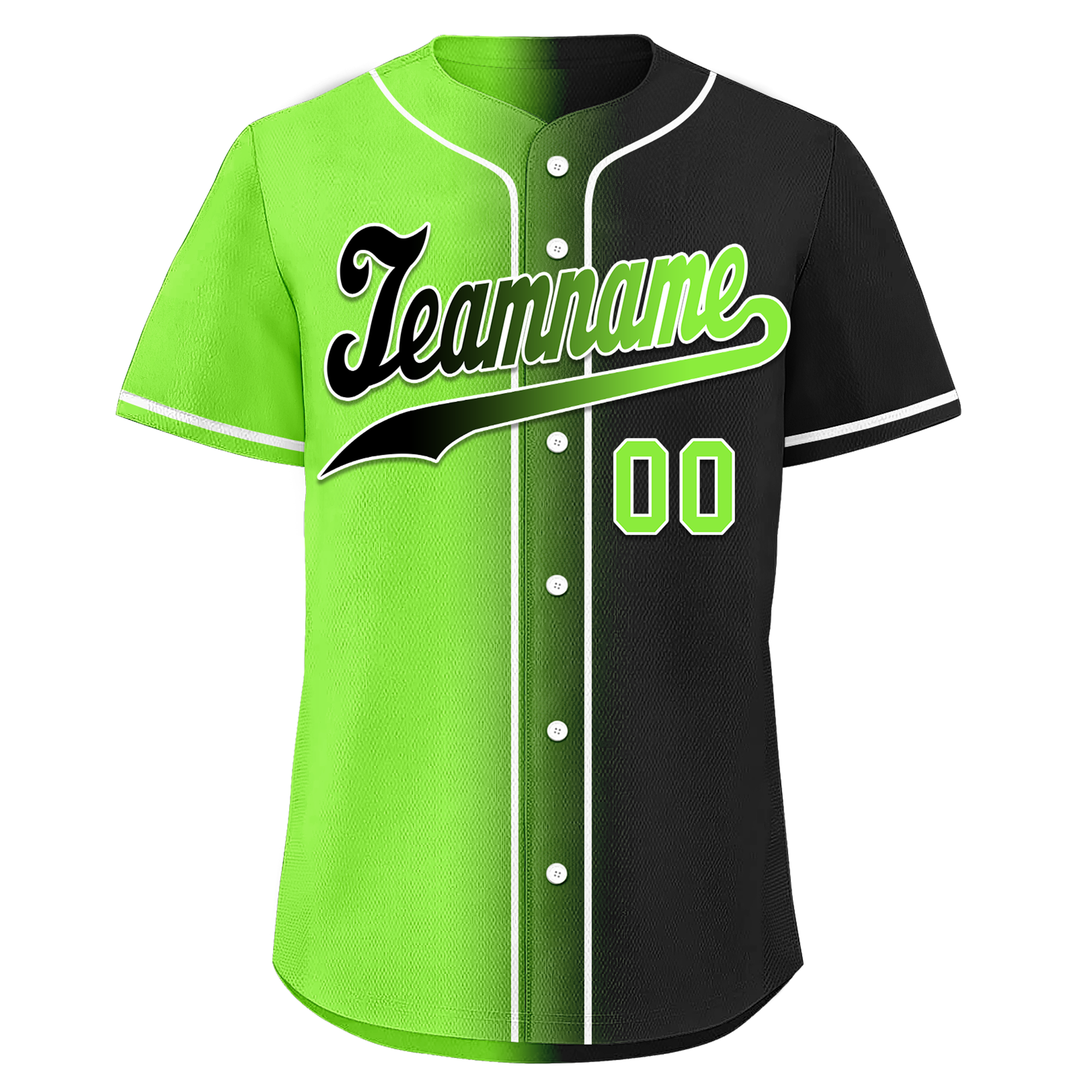 Custom Green Black Gradient Fashion Personalized Authentic Baseball Jersey BSBJ01-D0a709c