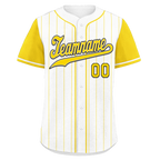 Custom White Yellow Stripe Fashion Personalized Authentic Baseball Jersey BSBJ01-D017241