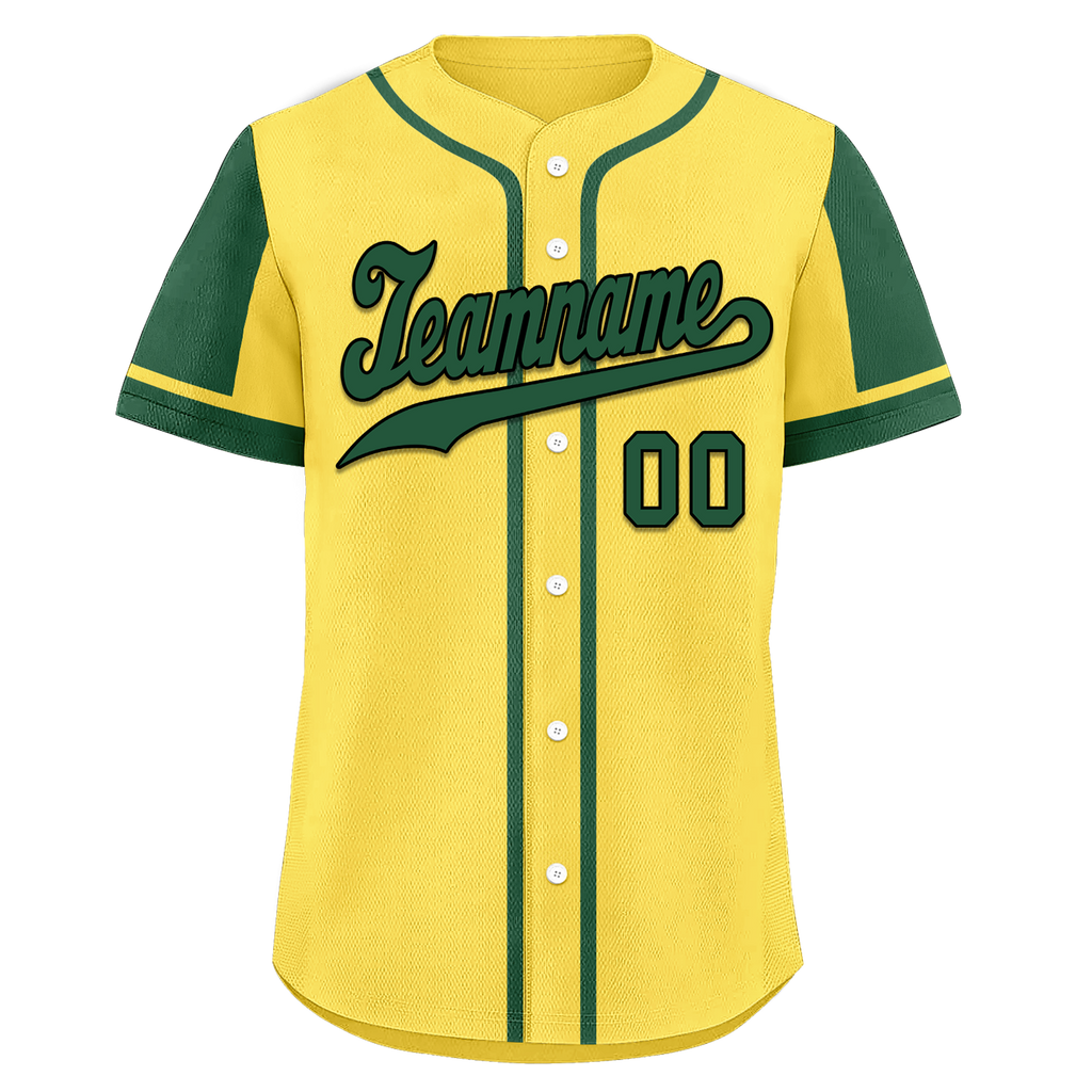Custom Yellow Green Raglan Sleeves Personalized Authentic Baseball Jersey BSBJ01-D017206