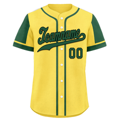 Custom Yellow Green Raglan Sleeves Personalized Authentic Baseball Jersey BSBJ01-D017206