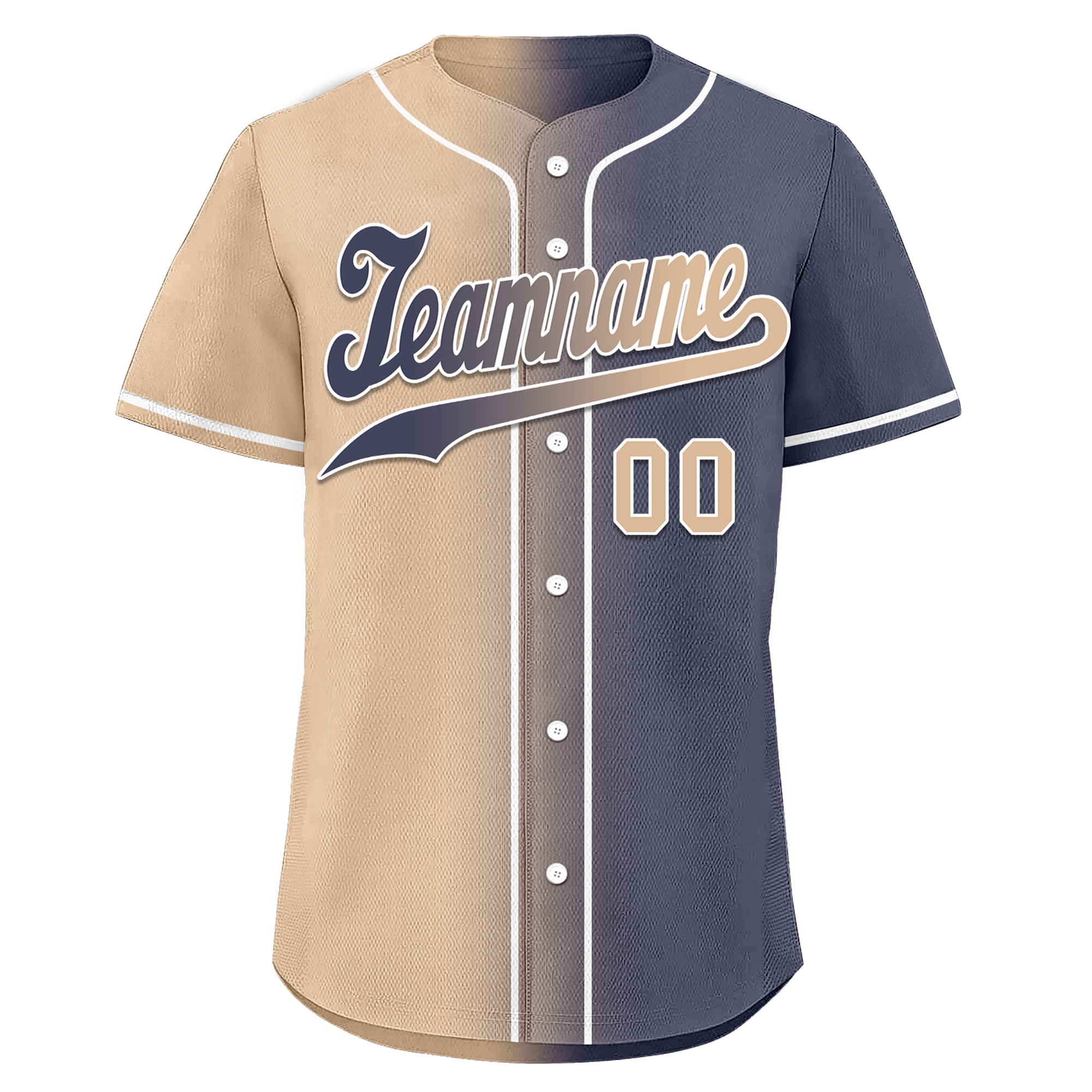 Custom Beige Blue Gradient Fashion Personalized Authentic Baseball Jersey BSBJ01-D0a7080
