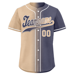 Custom Beige Blue Gradient Fashion Personalized Authentic Baseball Jersey BSBJ01-D0a7080