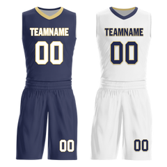 Custom Blue White Classic Style Reversible Basketball Uniform Personalized Ordinary BBJR-D017050