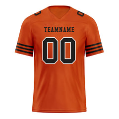 Custom Orange Black Striped Sleeves Personalized Authentic Football Jersey FBJ02-D06043