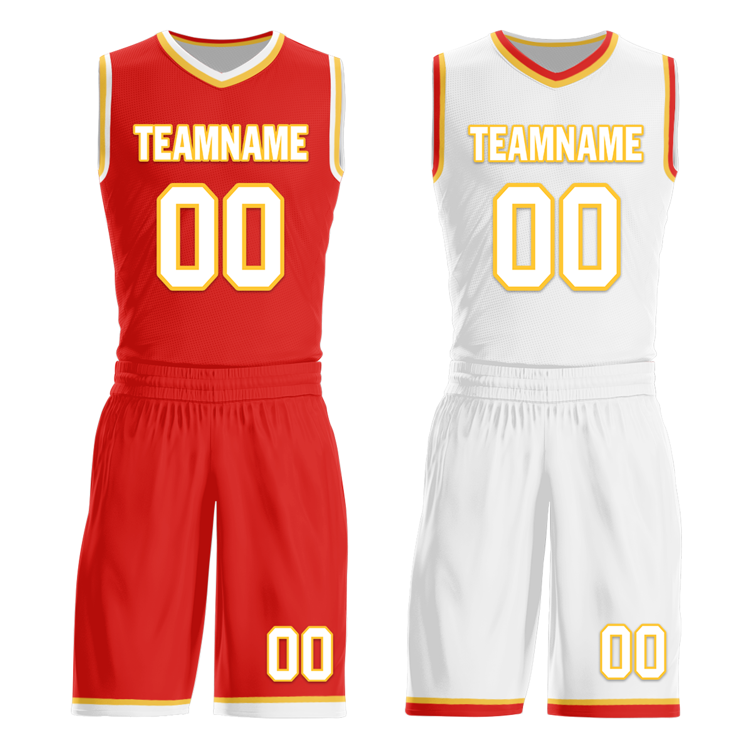 Custom Red White Classic Style Reversible Basketball Uniform Personalized COOLMAX BBJR-D017027
