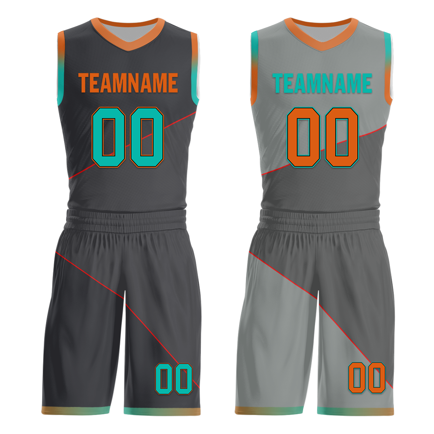 Custom Gray Classic Style Reversible Basketball Uniform Personalized COOLMAX BBJR-D017024