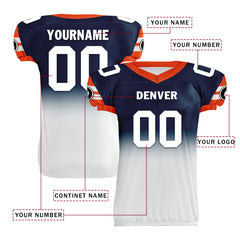 Custom Blue Orange White Fade Fashion Denver High-Performance American Football Jersey FBJ06-D020252-10