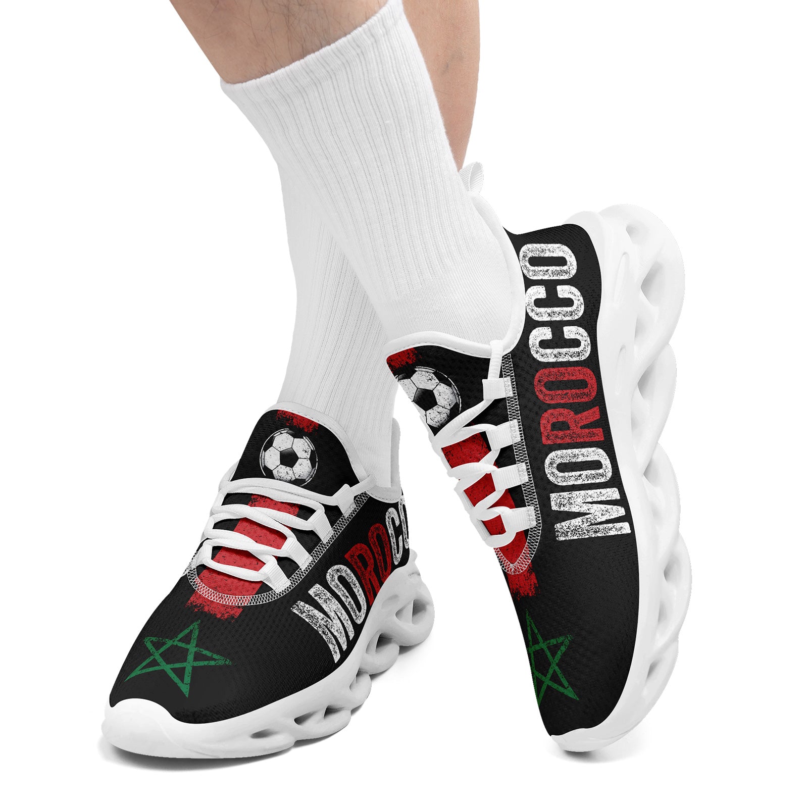 Custom Morocco 2026 World Cup Sneakers DIY Country Flag Running Shoes Lightweight Sport Shoes Gift for Football Fans Personalized Team Name and Logo FN003-F009073-1