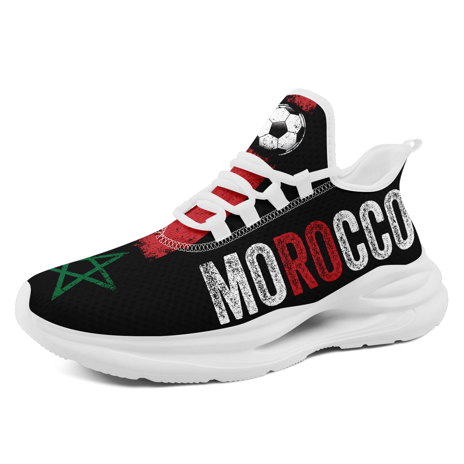 Custom Morocco 2026 World Cup Sneakers DIY Country Flag Running Shoes Lightweight Sport Shoes Gift for Football Fans Personalized Team Name and Logo FN079-F009083-1