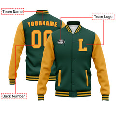 Custom Green Yellow Waterproof Jacket Bomber Full-Snap Varsity Letterman Personalized Jacket FZ007CD-D020316-9