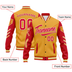 Custom Yellow Red Raglan Sleeves Jacket Bomber Full-Snap Varsity Letterman Personalized Jacket FZ005-D023002-6