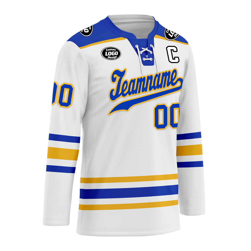 Custom White Blue Personalized Hockey Jersey HCKJ01-D0a70ab