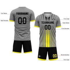 Custom Gray Yellow Soccer Sets Jersey Personalized SCJ101-D020131-9