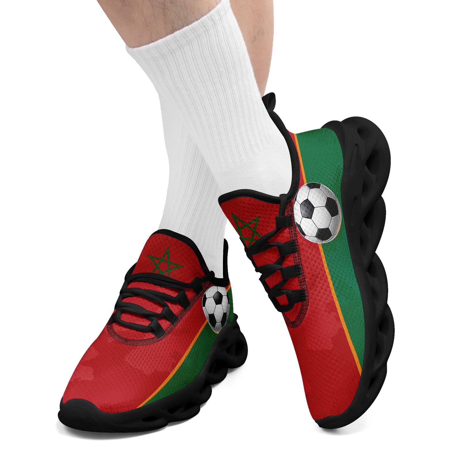 Custom Morocco 2026 World Cup Sneakers DIY Country Flag Running Shoes Lightweight Sport Shoes Gift for Football Fans Personalized Team Name and Logo FN003-F009073-3