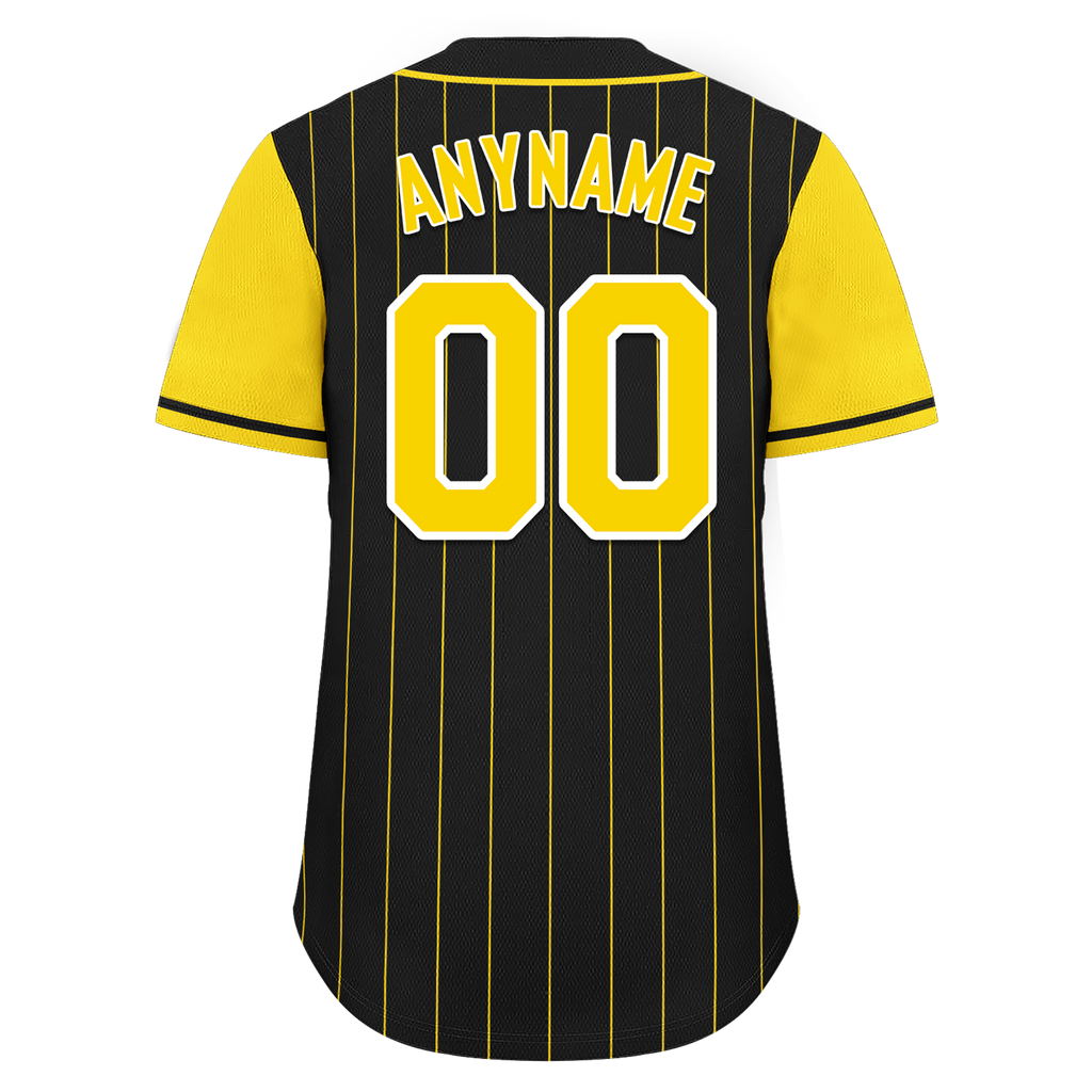 Custom Black Gold Stripe Fashion Personalized Authentic Baseball Jersey BSBJ01-D017217