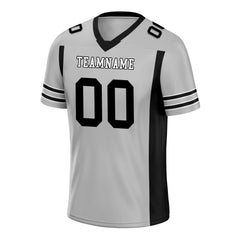 Custom Gray Black Striped Sleeves Personalized Authentic Football Jersey FBJ02-D06055