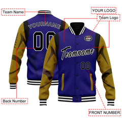 Custom Purple Baltimore Jacket Bomber Full-Snap Varsity Letterman Personalized Jacket FZ005-D025004-4