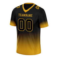 Custom Black Yellow Fade Fashion Personalized Authentic Football Jersey FBJ02-D06084