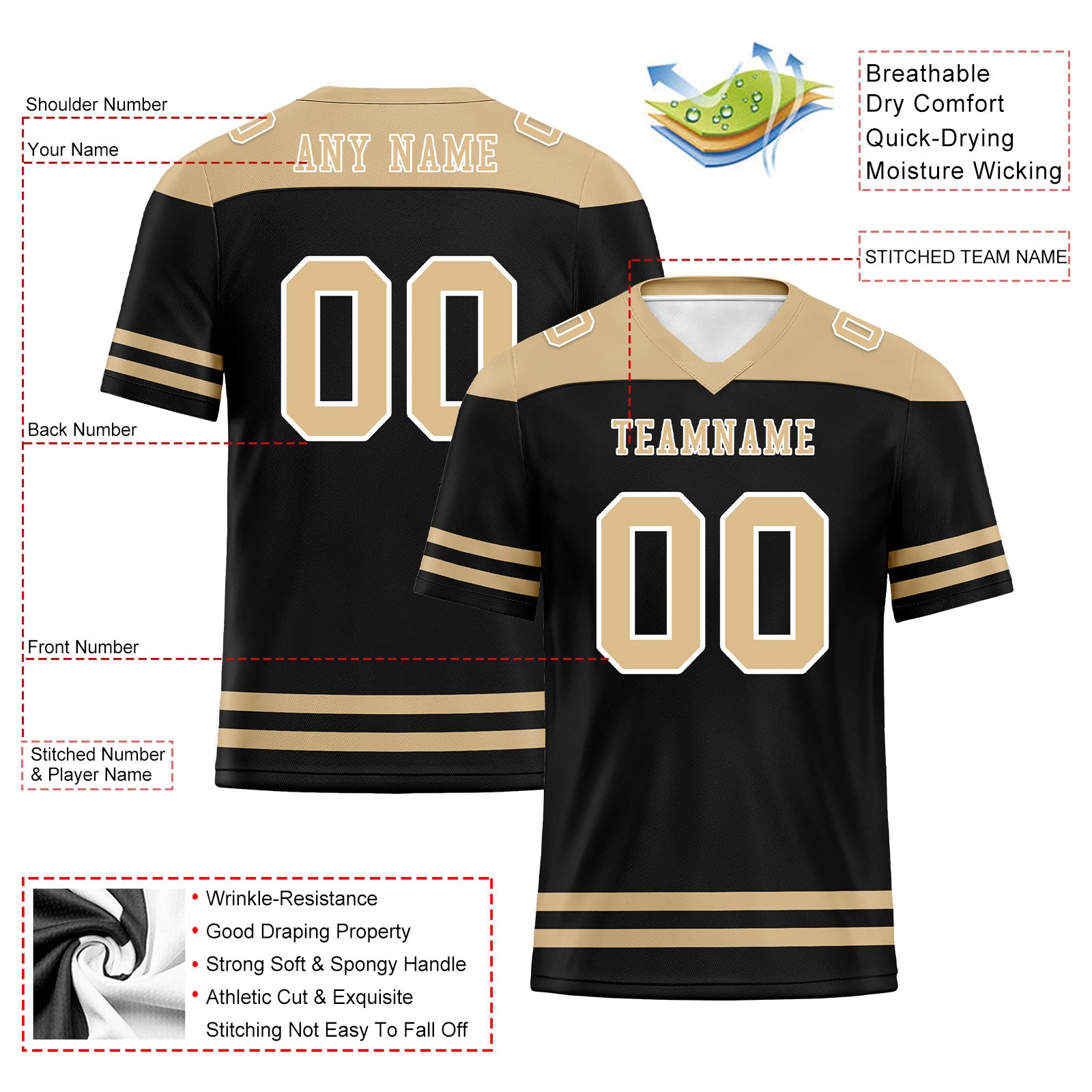 Custom New Orleans Personalized Authentic Football Jersey FBJ02-E0607-26