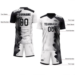 Custom Black White Soccer Sets Jersey Personalized SCJ101-D020210-2