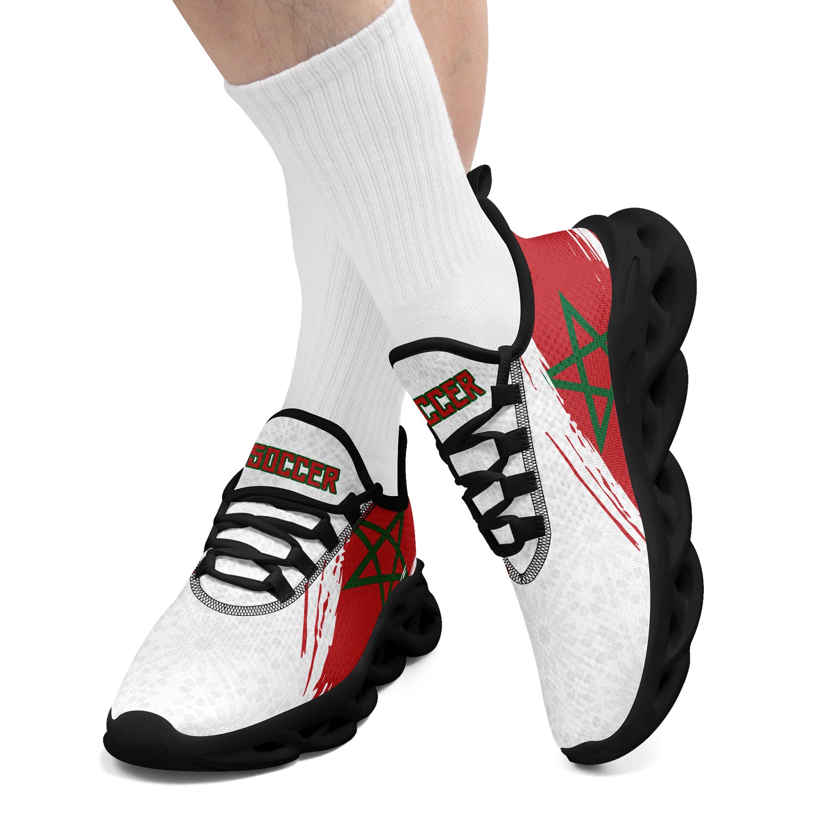 Custom Morocco 2026 World Cup Sneakers DIY Country Flag Running Shoes Lightweight Sport Shoes Gift for Football Fans Personalized Team Name and Logo FN003-F009073-5