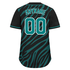 Custom Black Teal Zebra Pattern Personalized Authentic Baseball Jersey BSBJ01-D020201-23