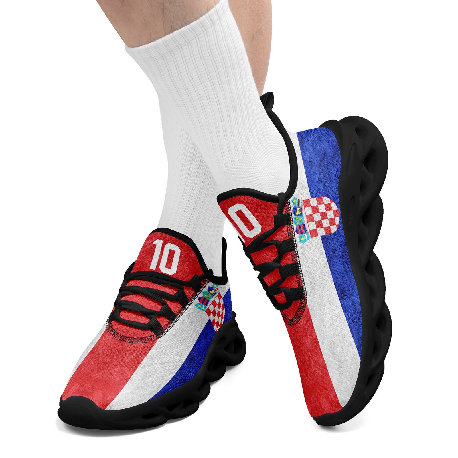 Custom Croatia 2026 World Cup Sneakers DIY Country Flag Running Shoes Lightweight Sport Shoes Gift for Football Fans Personalized Team Name and Logo FN003-F009104-2