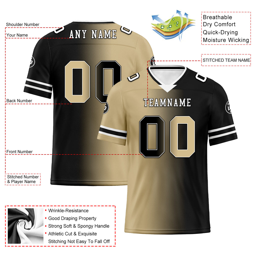 Custom Black Yellow Louisiana Personalized Authentic Football Jersey FBJ02-D028017-10