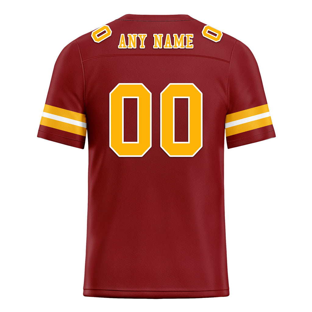 Custom Deep Red Yellow Washington Personalized Authentic Football Jersey FBJ02-E0601-10