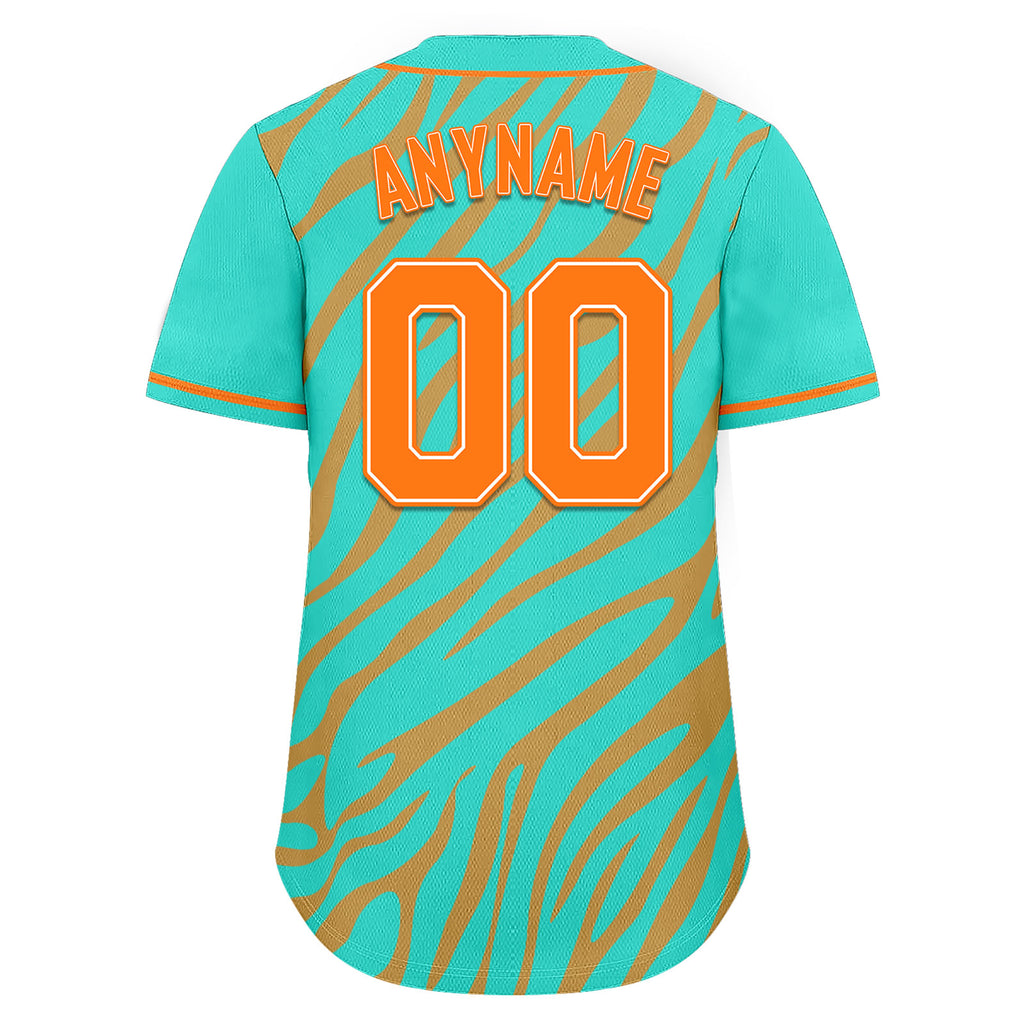 Custom Turquoise Orange Zebra Pattern Personalized Authentic Baseball Jersey BSBJ01-D020201-12