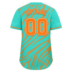 Custom Turquoise Orange Zebra Pattern Personalized Authentic Baseball Jersey BSBJ01-D020201-12