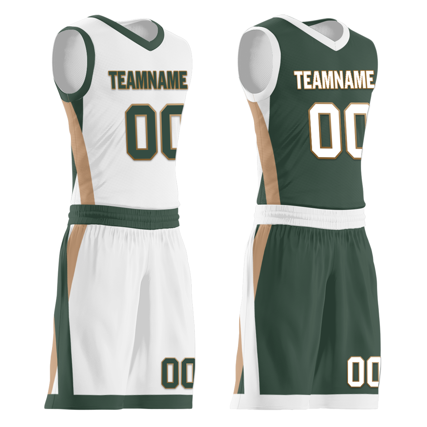 Custom White Green Classic Style Reversible Basketball Uniform Personalized Ordinary BBJR-D017002