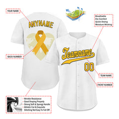 Custom White World Cancer Day Personalized Authentic Baseball Jersey BSBJ01-E06020-3