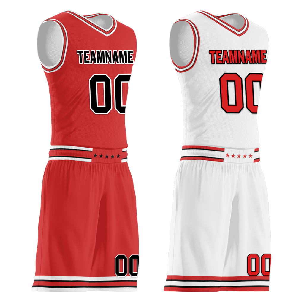 Custom Red White Classic Style Reversible Basketball Uniform Personalized Ordinary BBJR-D017005