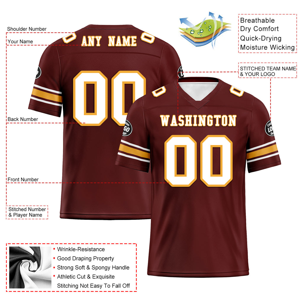 Custom Red Washington Personalized Authentic Football Jersey FBJ02-D020256-16