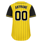 Custom Gold Black Stripe Fashion Personalized Authentic Baseball Jersey BSBJ01-D017218