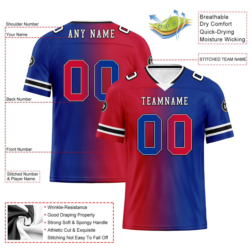 Custom Blue Red New York Personalized Authentic Football Jersey FBJ02-D028017-18