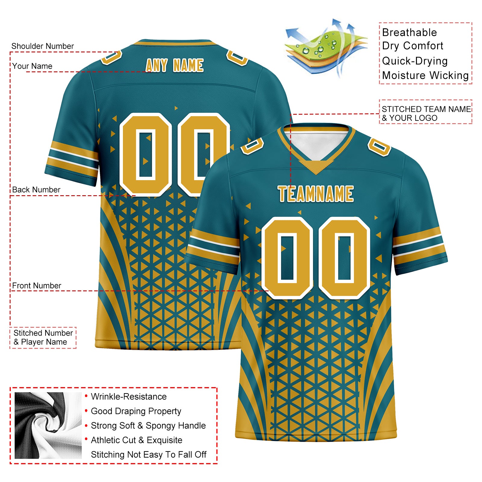 Custom Blue Black Florida Personalized Authentic Football Jersey FBJ02-D023033-16